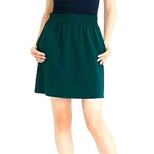 J. Crew Hunter Green Teal Paperbag Elastic Waist Skirt size 4